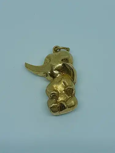 Anhänger-14 Karat-585 Echtgold-Gelbgold-Elefant-Motiv-Goldanhänger-