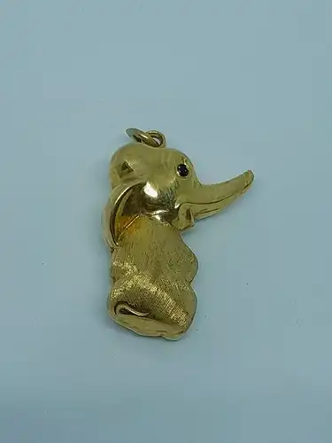 Anhänger-14 Karat-585 Echtgold-Gelbgold-Elefant-Motiv-Goldanhänger-