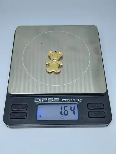 Kettenanhänger-Anhänger-585 Echtgold-14 Karat-Gelbgold-Teddybär-