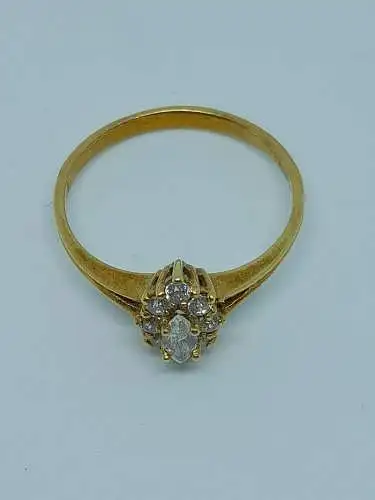 Ring-Goldring-585 Echtgold-14 Karat-Diamanten-Damenring-Gelbgold-