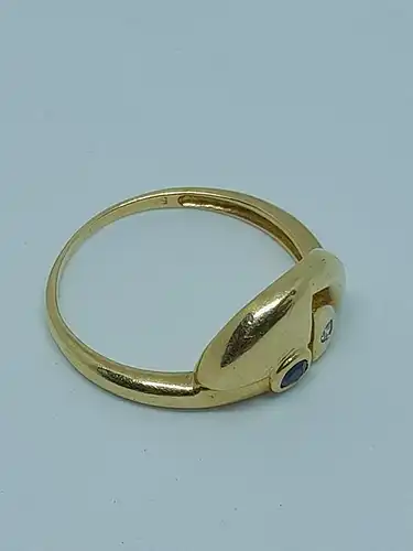 Ring-14 Karat-585 Echtgold-Gelbgold-Saphir-Diamant-Goldring-