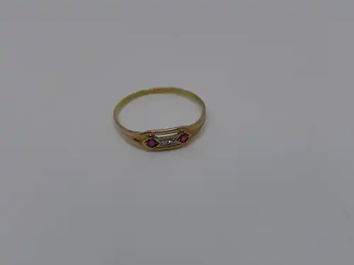 Ring-14 Karat-585 Echtgold-Gelbgold-Rubin-Diamant-Goldring-