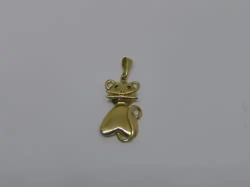 Anhänger-14 Karat-585 Echtgold-Goldanhänger-Gelbgold-Katze-Motiv-