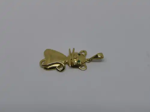 Anhänger-14 Karat-585 Echtgold-Goldanhänger-Gelbgold-Katze-Motiv-