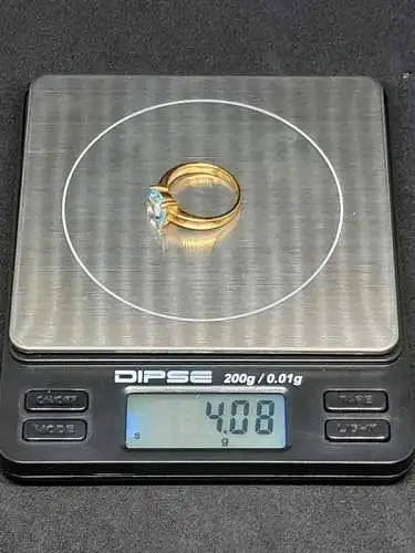 Goldring mit blauen Topas - 9 Karat - Ring - 375 Echtgold