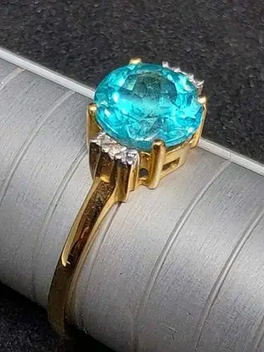 Goldring mit synthetischen Steinbesatz  - 14 Karat - Ring - 585 Echtgold