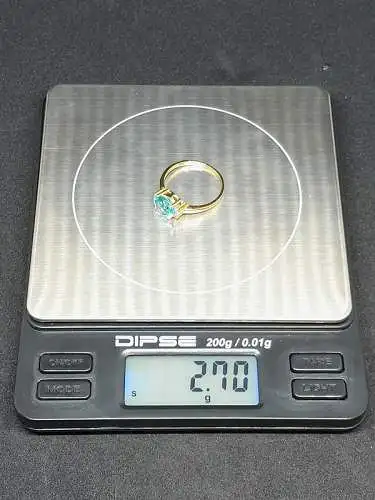 Goldring mit synthetischen Steinbesatz  - 14 Karat - Ring - 585 Echtgold