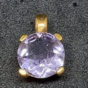 Goldanhänger - Anhänger mit Amethyst Stein - 14 Karat - Gelbgold - 585 Echtgold