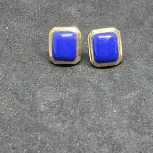 Gold Ohrstecker - 14 Karat - Ohrstecker mit Lapis - 585 Echtgold - Ohrringe