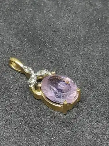 Kettenanhänger - Goldanhänger mit synthetischen Amethyst - 8 Karat - 333 Echtgold - Anhänger
