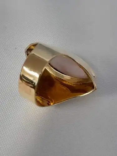 Goldring mit Rosenquarz - Damenring - 14 Karat - 585 Echtgold - Gelbgold