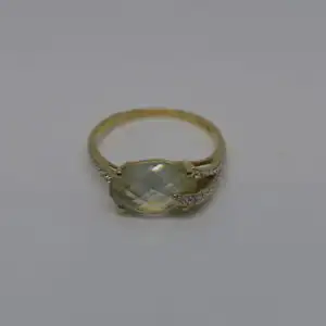 Goldring mit synthetischen Stein-14 Karat-Gelbgold-Damenring-585 Echtgold-