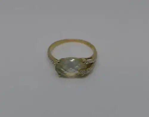 Goldring mit synthetischen Stein-14 Karat-Gelbgold-Damenring-585 Echtgold-