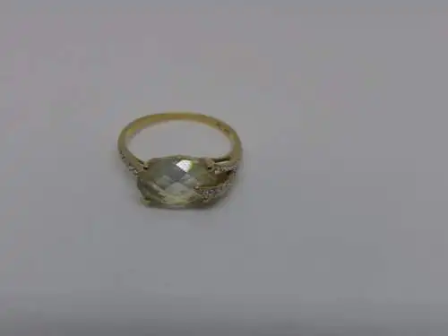 Goldring mit synthetischen Stein-14 Karat-Gelbgold-Damenring-585 Echtgold-