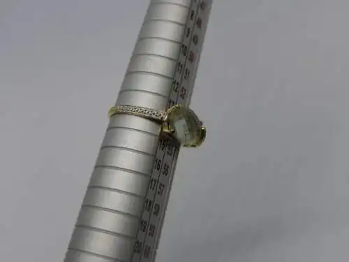 Goldring mit synthetischen Stein-14 Karat-Gelbgold-Damenring-585 Echtgold-