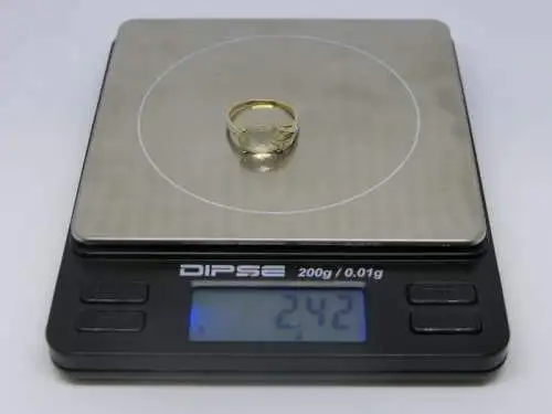 Goldring mit synthetischen Stein-14 Karat-Gelbgold-Damenring-585 Echtgold-