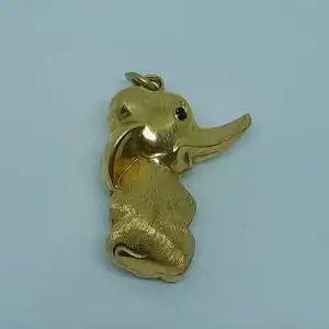 Anhänger-14 Karat-585 Echtgold-Gelbgold-Elefant-Motiv-Goldanhänger-