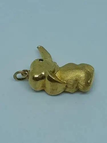 Anhänger-14 Karat-585 Echtgold-Gelbgold-Elefant-Motiv-Goldanhänger-