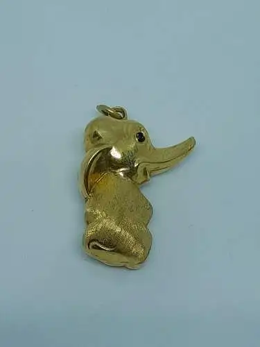 Anhänger-14 Karat-585 Echtgold-Gelbgold-Elefant-Motiv-Goldanhänger-