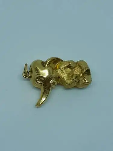 Anhänger-14 Karat-585 Echtgold-Gelbgold-Elefant-Motiv-Goldanhänger-