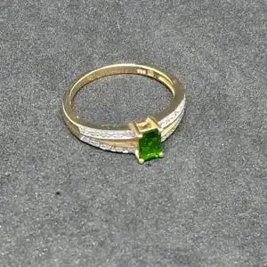 Goldring mit Chromdiopsid und Diamanten - Ring - 14 Karat - 585 Echtgold- Goldring