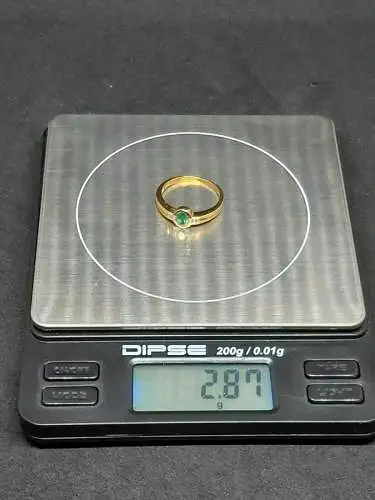 Goldring - Ring mit Diamanten und Smaragd - 14 Karat - 585 Echtgold - Ring