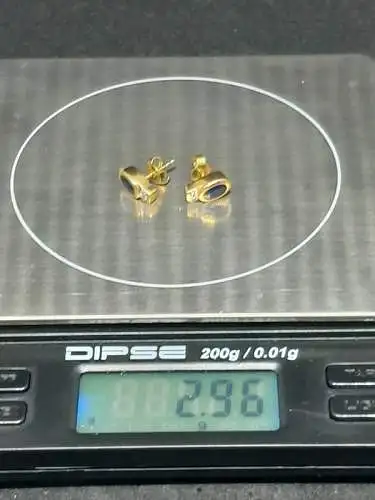 Ohrstecker mit Diamanten und Spinelle - 14 Karat - 585 Echtgold - Gold Ohrstecker