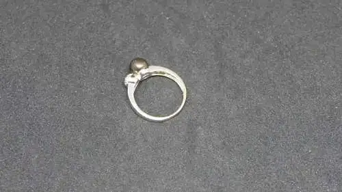 Goldring mit Perle und 5 Diamanten - 14 Karat - Ring -585 Echtgold