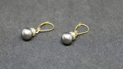 Ohrringe Gold 14 Karat - Goldohrringe mit Perlen - 585 Echtgold
