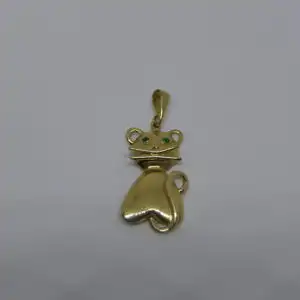 Anhänger-14 Karat-585 Echtgold-Goldanhänger-Gelbgold-Katze-Motiv-