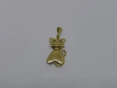 Anhänger-14 Karat-585 Echtgold-Goldanhänger-Gelbgold-Katze-Motiv-