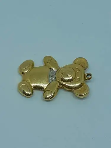 Kettenanhänger-Anhänger-585 Echtgold-14 Karat-Gelbgold-Teddybär-