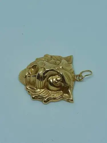 Kettenanhänger-14 Karat-585 Echtgold-Gelbgold-Anhänger-Löwen-Motiv-
