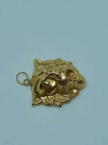 Kettenanhänger-14 Karat-585 Echtgold-Gelbgold-Anhänger-Löwen-Motiv-