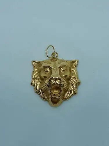 Kettenanhänger-14 Karat-585 Echtgold-Gelbgold-Anhänger-Löwen-Motiv-