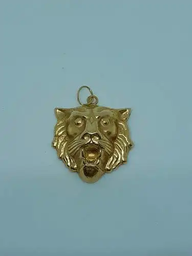 Kettenanhänger-14 Karat-585 Echtgold-Gelbgold-Anhänger-Löwen-Motiv-