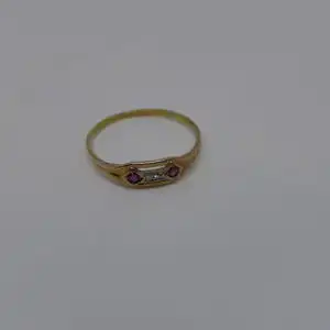 Ring-14 Karat-585 Echtgold-Gelbgold-Rubin-Diamant-Goldring-