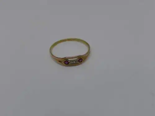 Ring-14 Karat-585 Echtgold-Gelbgold-Rubin-Diamant-Goldring-