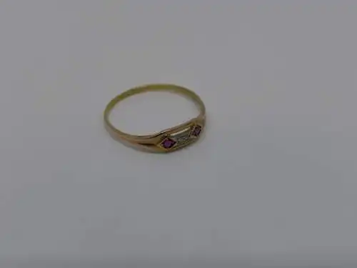 Ring-14 Karat-585 Echtgold-Gelbgold-Rubin-Diamant-Goldring-