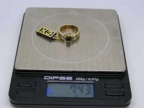 R30 - Goldring mit Edelsteinen - 14 Karat - 585 Echtgold - Goldring