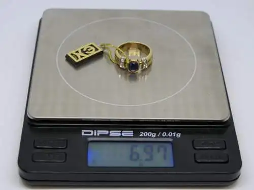 R31 - Goldring mit Edelsteinen - 14 Karat - 585 Echtgold - Goldring