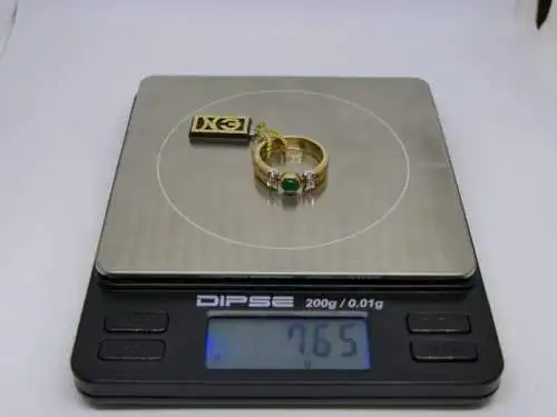 R37 - Goldring mit Edelsteinen - 14 Karat - 585 Echtgold - Goldring
