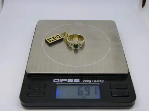 R38 - Goldring mit Edelsteinen – 14 Karat – 585 Echtgold – Goldring