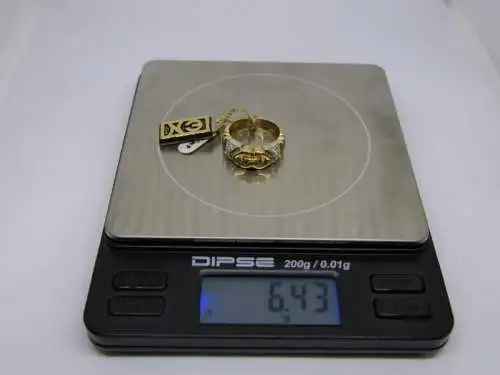 R41 - Goldring mit Edelsteinen - 14 Karat - 585 Echtgold - Goldring