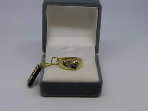 R49 - Goldring mit Edelsteinen– Ring – 14 Karat – 585 Echtgold – Goldring