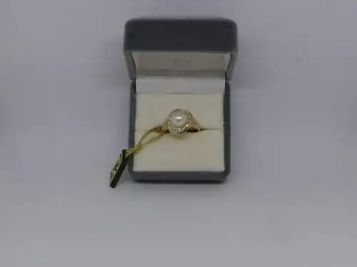R57 - Goldring - Perle – Ring – 14 Karat – 585 Echtgold – Gelbgold