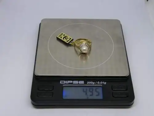 R57 - Goldring - Perle – Ring – 14 Karat – 585 Echtgold – Gelbgold