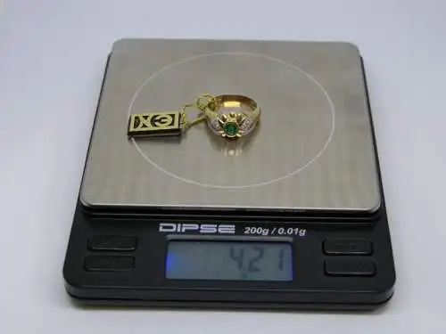 R100 - Goldring mit Edelsteinen - 14 Karat - 585 Echtgold - Goldring