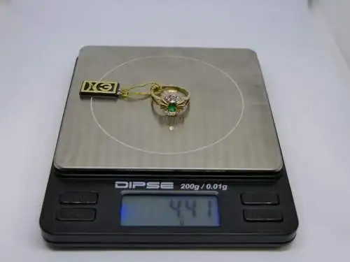 R101 - Goldring mit Edelsteinen - 14 Karat - 585 Echtgold - Goldring
