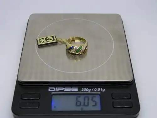 R106 - Goldring mit Edelsteinen – Ring – 14 Karat – 585 Echtgold – Goldring